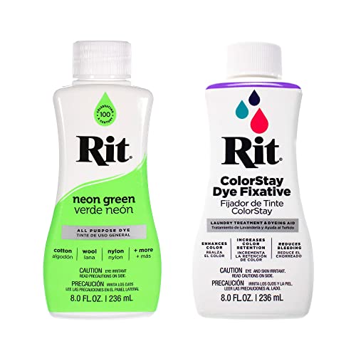 Rit Dye – 237 ml, flüssige Stofffarbe für Kleidung, Dekoration und Handwerk – Neongrün mit Farbfixiermittel von Craft County