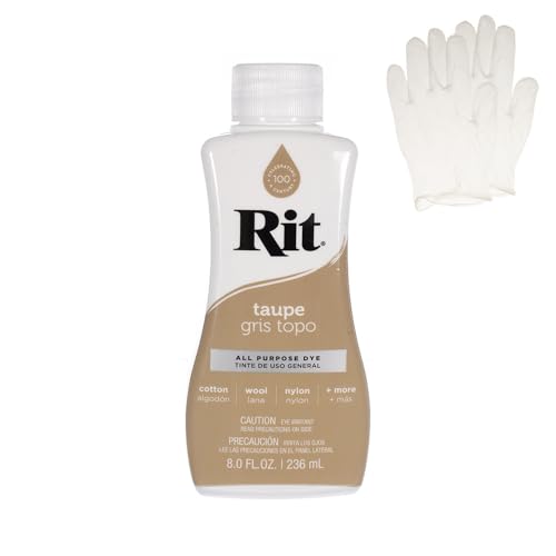 Rit Dye – Flüssige Stofffarbe zum Basteln, Kleidung und Dekor – 226.8 g Flasche – Taupe (Handschuhe enthalten) von Craft County