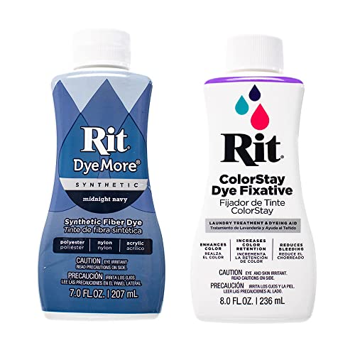 Rit DyeMore Kunstfaserfarbe, flüssig, für Kleidung, Dekoration und Handwerk, 200 ml, Midnight Navy mit Farbfixiermittel von Craft County
