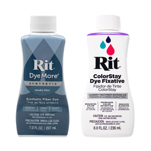 Rit DyeMore Kunstfaserfarbe für Kleidung, Dekor und Handwerk, 200 ml, rauchblau mit Farbfixiermittel von Craft County