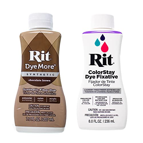 Rit DyeMore Kunstfaserfarbe für Kleidung, Dekoration und Handwerk, 198 ml, Schokoladenbraun mit Farbfixiermittel von Craft County
