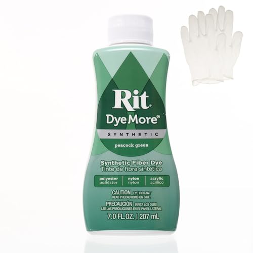 Rit DyeMore Synthetische Flüssigfaserfarbe mit Kunststoffhandschuhen für Kleidung, Dekoration und Handwerk, 200 ml, Pfauengrün (1 Pack) von Craft County
