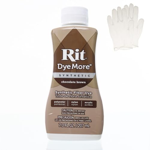 Rit DyeMore Synthetische Flüssigfaserfarbe mit Kunststoffhandschuhen für Kleidung, Dekoration und Handwerk, 200 ml, Schokoladenbraun (1 Pack) von Craft County