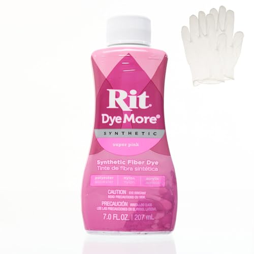 Rit DyeMore Synthetische Flüssigfaserfarbe mit Kunststoffhandschuhen für Kleidung, Dekoration und Handwerk, 200 ml, Super Pink (1 Pack) von Craft County