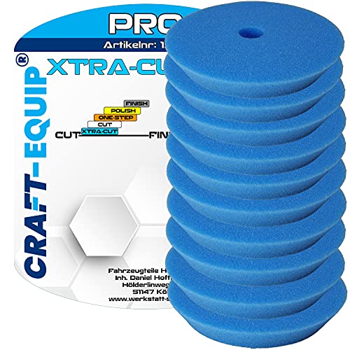 10er Sparpack Craft-Equip PRO Polierschwamm Polierpad mit Klettverschluss Made IN EU (10er Sparpack 125mm DA Polierschwamm Xtra-Cut BLAU) von Craft-Equip