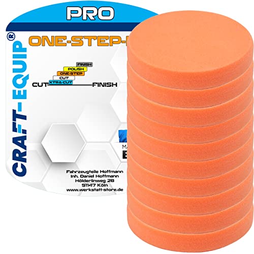 10er Sparpack Craft-Equip PRO RO Polierschwamm Polierpad mit Klettverschluss Made IN EU (10er Sparpack 80mm RO Polierschwam One-Step Orange) von Craft-Equip