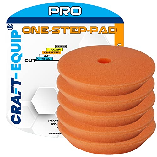 5er Sparpack Craft-Equip PRO Polierschwamm Polierpad mit Klettverschluss Made IN EU (5er Sparpack 150mm DA Polierschwamm ONE-Step ORANGE) von Craft-Equip
