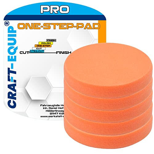 5er Sparpack Craft-Equip PRO RO Polierschwamm Polierpad mit Klettverschluss Made IN EU (5er Sparpack 150mm RO Polierschwamm One-Step Orange) von Craft-Equip