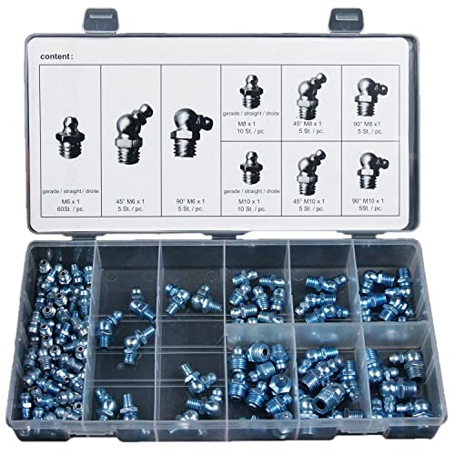 Craft-Equip 110 tlg. Schmiernippel - Sortiment in der Aufbewahrungsbox von Craft-Equip