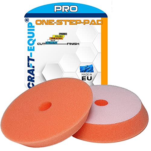 Craft-Equip PRO Polierschwamm Polierpad mit Klettverschluss MADE IN EU (125mm DA Polierschwamm ONE-STEP ORANGE) von Craft-Equip