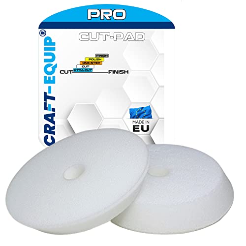 Craft-Equip PRO Polierschwamm Polierpad mit Klettverschluss Made IN EU (125mm DA Polierschwamm Cut Weiss) von Craft-Equip