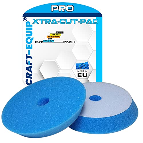 Craft-Equip PRO Polierschwamm Polierpad mit Klettverschluss Made IN EU (125mm DA Polierschwamm Xtra-Cut BLAU) von Craft-Equip