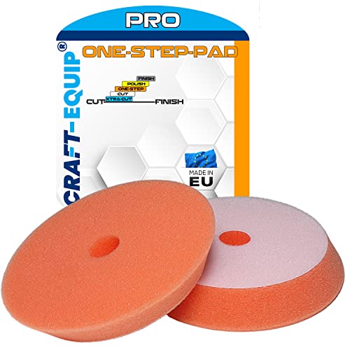 Craft-Equip PRO Polierschwamm Polierpad mit Klettverschluss Made IN EU (150mm DA Polierschwamm ONE-Step ORANGE) von Craft-Equip