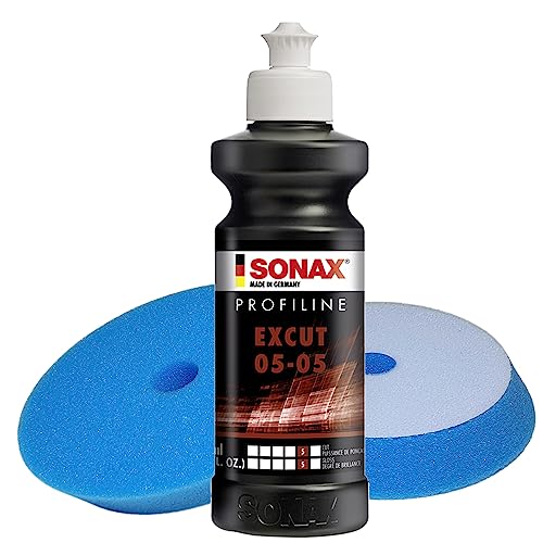 Polier-Set bestehend aus Sonax Politur EXCUT 05-05 in 250ml und 2 Stück Craft-Equip Polierpads von Craft-Equip