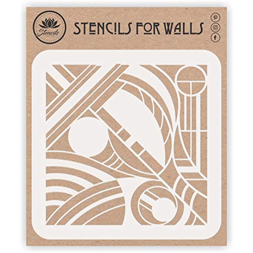 Abstrakte Kunst-Schablone, 16,51 x 16,51 cm (S) – Moderne Expressionismus Wandkunst Dekor Poster Schablonen Schablone zum Malen von Stencil Company