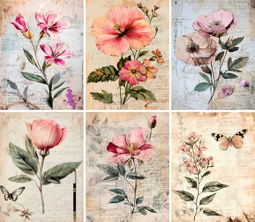Blooms Reispapier, 20 x 26,5 cm (6 Blatt) – 6 x Decoupage-Papier für Collagen, gemischte Medien, Kartenherstellung und Basteln, Decoupage von CRAFT KREATIVELY von Craft Kreatively