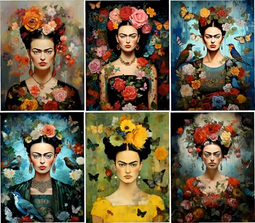 Frida Kahlo Style Reispapier, 20 x 26,5 cm (6 Blatt) – 6 x Découpage-Schönheitspapiere für Collagen, gemischte Medien, Kartenherstellung und Basteln, Decoupage von CRAFT KREATIVELY von Craft Kreatively