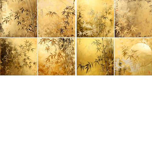 Goldene Bambus-Reispapiere, 30 x 30 cm, Decoupage-Papier-Design für Möbel, gemischte Medien, Karten & Handwerk, Decoupage von CRAFT KREATIVELY von Craft Kreatively