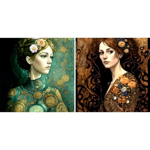Klimt Reispapier für Frauen, 29 x 29 cm (2 Stück) – 2 x surreale Frauen für Möbel, Poster, Basteln, Decoupage von CRAFT KREATIVELY von Craft Kreatively