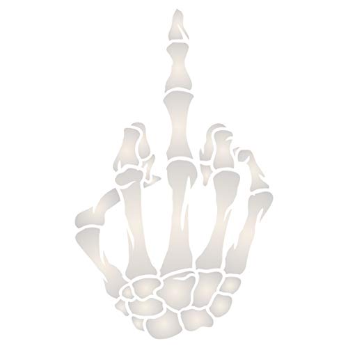 Skelett Finger Schablone 7,62 x 12,70 cm (S) - Stencil Company Original Skelett Hand Flipping The Bird Graphic Design von Stencil Company