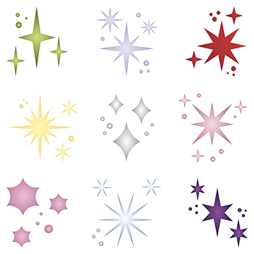 Sparkling Stars Schablone, 21,5 x 21,5 cm (L) - Shiny Sparks Glitter Twinkle Star Sparkle Schablonen für Malvorlage von Craft Kreatively