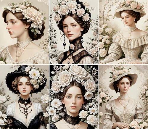 Viktorianisches Reispapier für Damen, 20 x 26,5 cm (6 Blatt), 6 x Découpage-Schönheitspapiere für Collage, gemischte Medien, Kartenherstellung und Basteln, Decoupage von CRAFT KREATIVELY von Craft Kreatively