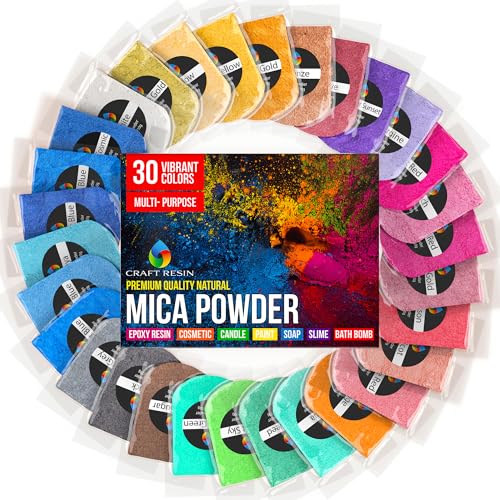 Craft Resin Epoxidharz Farbe Gießpulver Set – 30 Farbpigmente Mica Pulver für Schmuckherstellung Epoxidharz, Natürliche Perlglanz-Pigmente, Gießharz & Acrylgießen – Natürlich Farben Powder gießen von Craft Resin