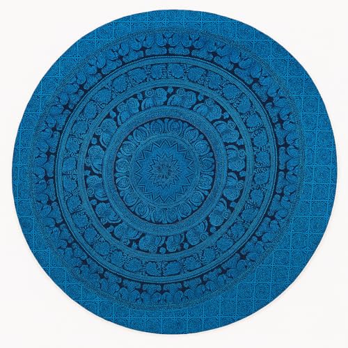 Craft Trade Mandala Blau Rund Wandteppich Indische Wandtuch Tapestry Wandbehang Boho Wandteppiche für Heimdeko Wohnzimmer und Schlafzimmer - 183 cm von Craft Trade