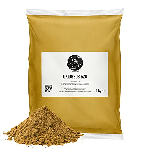 Farbpigment Oxidgelb | 1 KG | hochwertiges Pigment zum einfärben von Betonmasse, Estrich, Putz, Gips, Harze, Lasur oder Fugenmörtel | Made in Germany | Betonfarbe | Estrichfarbe | Fugenfarbe von Craft Colors