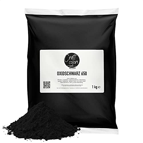 Farbpigment Oxidschwarz Eisenoxid | 1 KG | Made in Germany, hochwertiges Pigmentpulver zum einfärben von Betonmasse, Estrich, Putz, Gips, Harze, Lasur oder Fugenmörtel von Craft Colors