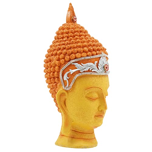 Craft&Style Buddha Kopf aus hochwertigem und massivem Kunstharz Orange 32cm von Craft&Style