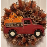 Herbstkranz | Erntedankkranz Fröhliche Ernte| Alter Roter Lkw-Kranz Herbstkranz | Erntedankkranz Fröhliche Ernte| Alter Roter Lkw-Kranz von CraftByDebi