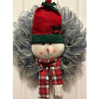 Weihnachtskranz-Schneemann-Kranz-Mesh-Kranz-Deco-Mesh-Kranz-Metallic-Mesh von CraftByDebi