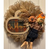 Willkommen-Vogelscheuche Kranz-Herbstkranz-Herbstkranz-Danksagung-Erntekranz von CraftByDebi