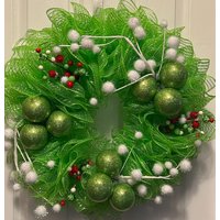 Winterkranz-Netzkranz, Deko-Netzkranz, Metallic-Netzkranz-Hellgrün von CraftByDebi
