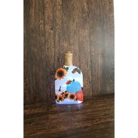 Teal Kürbis & Sonnenblume Beleuchtete Flasche Oder Vase von CraftCrazyCompany