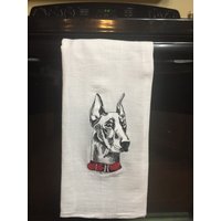 Doberman Skizze Bestickt Mehl Sack Handtuch Doberman Skizze Bestickt Mehl Sack Handtuch von CraftDivaCreations