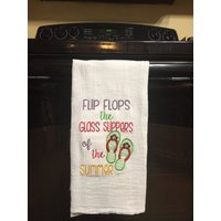 Flip Flops Die Glas Pantoffeln Der Sommer Bestickten Mehlsack Handtuch von CraftDivaCreations