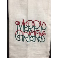 Frohe Weihnachten Ombre Effekt Bestickt Mehl Sack Handtuch Frohe Weihnachten Ombre Effekt Bestickt Mehl Sack Handtuch von CraftDivaCreations