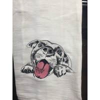 Glücklicher Hund Skizze Besticktes Mehlsack Handtuch Glücklicher Hund Skizze Besticktes Mehlsack Handtuch von CraftDivaCreations