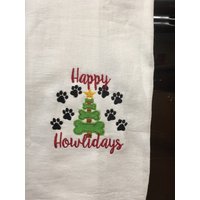 Happy Howlidays Besticktes Mehlsack Handtuch Happy Howlidays Besticktes Mehlsack Handtuch von CraftDivaCreations