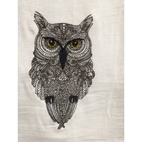 Henna Eule Bestickt Mehl Sack Handtuch von CraftDivaCreations