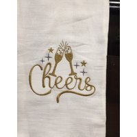 Jubel Toasten Champagner Gläser Silvester Bestickt Mehl Sack Handtuch von CraftDivaCreations