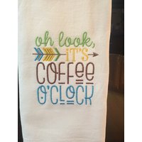 Kaffee-Uhr Bestickt Mehl Sack Handtuch Kaffee-Uhr Bestickt Mehl Sack Handtuch von CraftDivaCreations