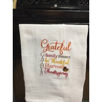 Thanksgiving Bestickt Mehl Sack Handtuch Dankbar Gesegnet Thanksgiving Bestickt Mehl Sack Handtuch Dankbar Gesegnet von CraftDivaCreations