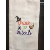 Trinken Sie Hexen Bestickt Mehl Sack Handtuch Trinken Sie Hexen Bestickt Mehl Sack Handtuch von CraftDivaCreations