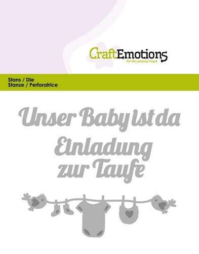 Stanzschablone - CraftEmotions - Text - Unser Baby ist da von CraftEmotions