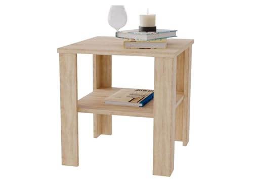 CraftPAK Couchtisch aus hochwertigem Holz, Stabiler & moderner Wohnzimmertisch mit zusätzlicher Ablagefläche, Farbe Beige - Bardolino von CraftPAK