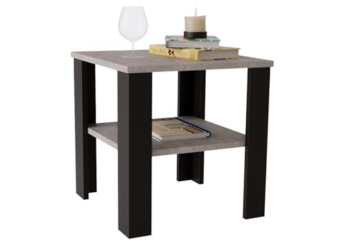 CraftPAK Couchtisch aus hochwertigem Holz, Stabiler & moderner Wohnzimmertisch mit zusätzlicher Ablagefläche, Farbe Beton Schwarz von CraftPAK