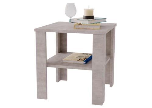 CraftPAK Couchtisch aus hochwertigem Holz, Stabiler & moderner Wohnzimmertisch mit zusätzlicher Ablagefläche, Farbe Beton von CraftPAK